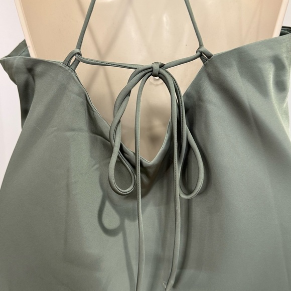 Billy J Chiara Maxi Dress Satin Halter Lace Up Open Back Green Size 8 Bridesmaid - Picture 8 of 14